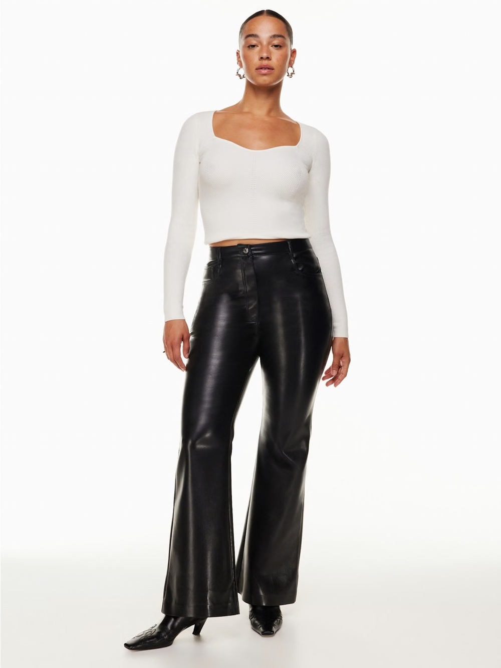 Wilfred Black Faux Leather Boot-Cut Pants